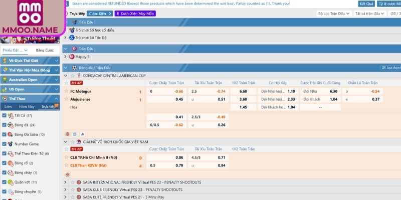 Kèo chấp trực tiếp MMOO 0.5